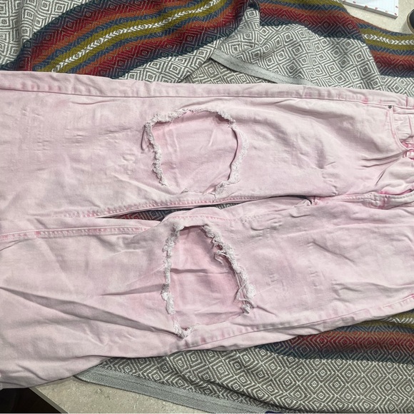 Trendy Pink Distressed Jeans - Picture 1 of 4